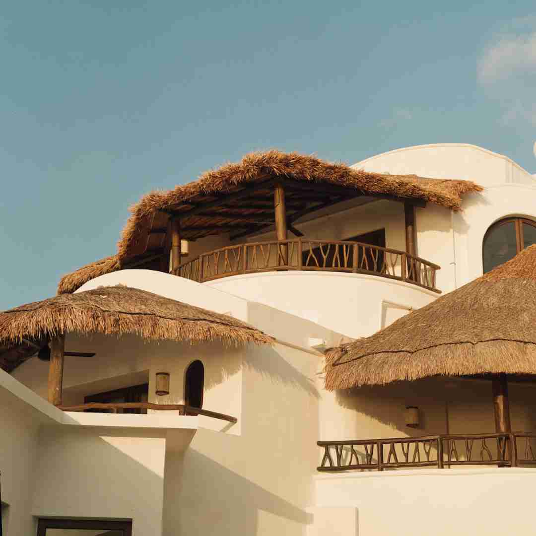 Sunlight bathes the exquisite facade of the Belmond Maroma Resort in Cancun, Mexico.