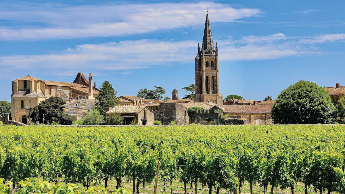 Saint-Emilion in Bordeaux, France, beckoning self-flying pilots with their own aircraft to indulge in Europe's finest wines and explore the charming medieval village amidst the picturesque vineyards of the French countryside.