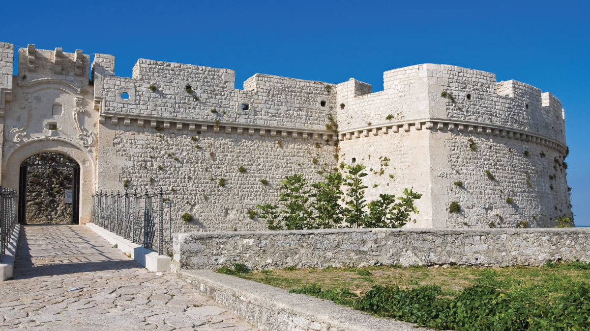Castello di Mont Sant' Angelo in Italy, captivating self-flying pilots with their own aircraft, beckoning them to explore Europe's rich history and architectural wonders from a unique aerial perspective.