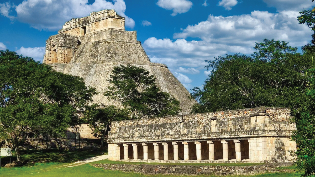 View of the ancient Uxmal ruins in Yucatan, Mexico, inviting pilots to unlock the skies with their own aircraft and embark on a personalized journey through Mexico's rich history and vibrant culture.