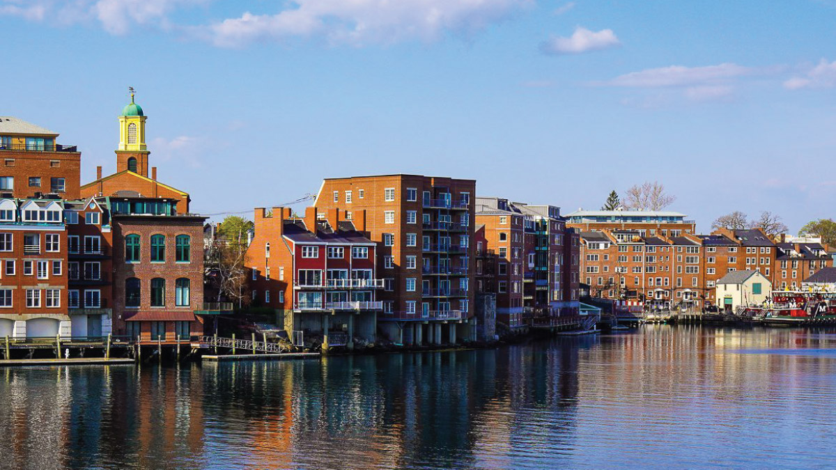 City view of Portsmouth, New Hampshire, igniting the wanderlust of self-flying pilots with their own aircraft, as they dream of soaring over European landscapes, experiencing history, culture, and scenic beauty from above.