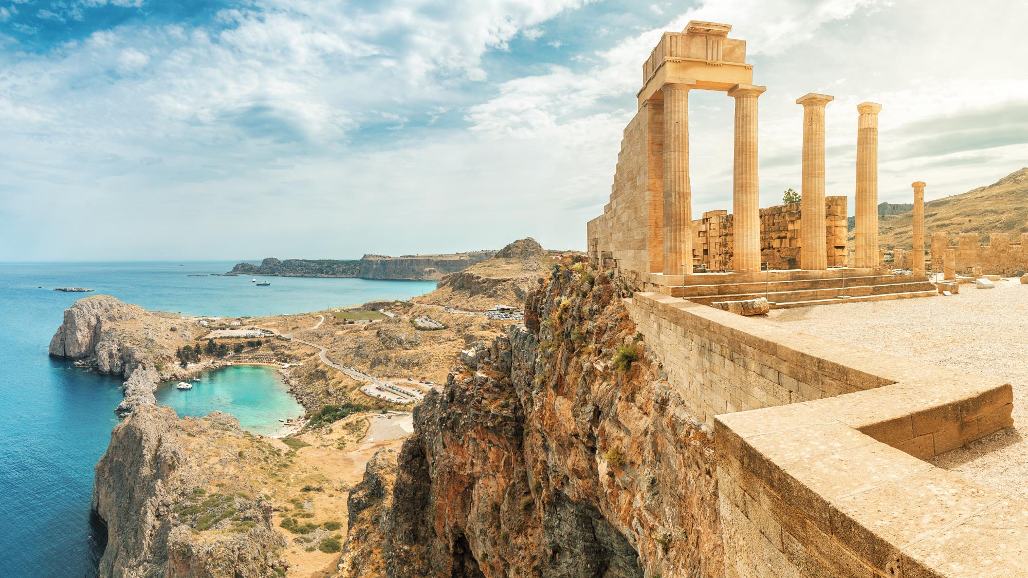 Capture the allure of Rhodes in Greece, a captivating stop on the journey to Australia spanning 21 countries, tailored for self-flying pilots. Immerse yourself in the island's rich history and picturesque landscapes as you explore this enchanting Mediterranean destination.