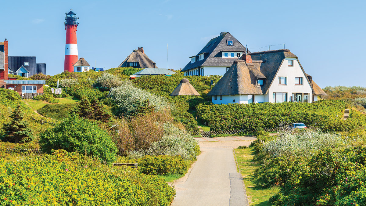 Kampen in Sylt, Germany, enticing self-flying pilots with their own aircraft to discover Europe's coastal charm and vibrant culture, where sandy beaches, picturesque villages, and scenic landscapes await exploration from above.
