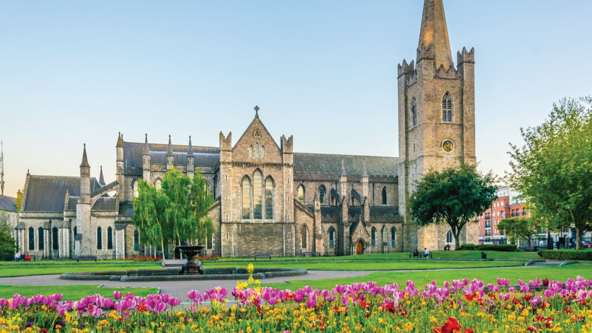 the majestic St. Patrick's Cathedral in Dublin, Ireland, a timeless marvel for self-flying pilots venturing through Ireland's rich history and architectural wonders.
