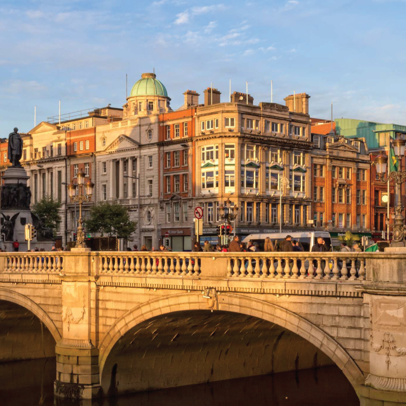 Mesmerizing view of Dublin, Ireland, nestled amidst lush greenery and rolling hills. Tailored for self-flying pilots planning a European adventure