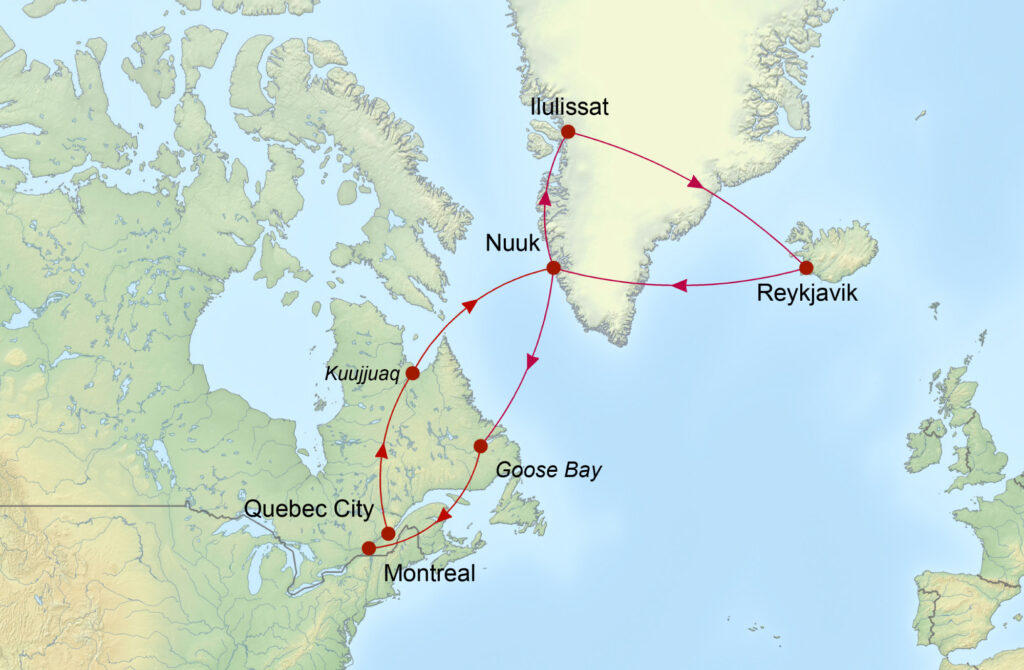Map Journey To Greenland & Iceland