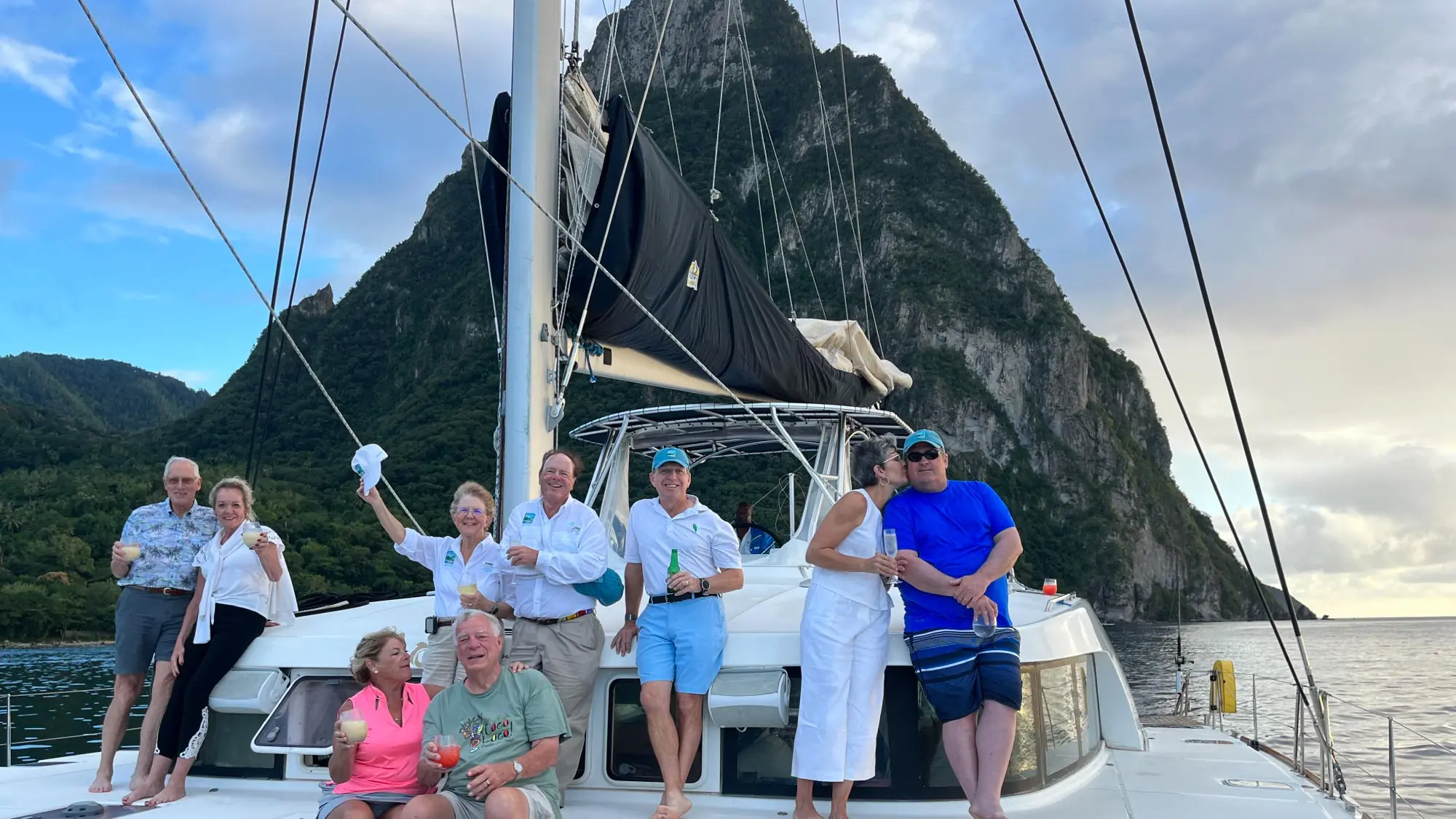Sunset boat adventure in St. Lucia.
