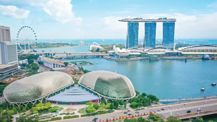 The futuristic skyline with iconic Marina Bay Sands.