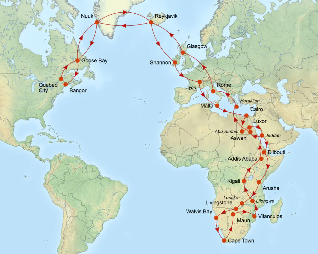 Map Journey to Africa